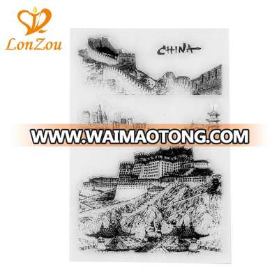 Custom silicone stamp china attractions the Great Wall chinese clear stamps for card making