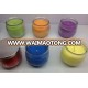 Colorful Candle in Stripe Glass Cup